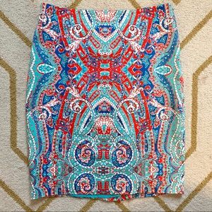 Jones New York Pencil Skirt Red White & Blue Print